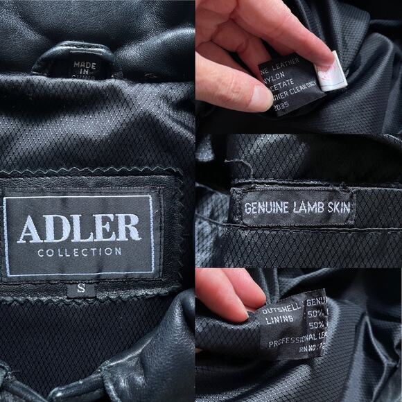 Vtg Y2K ALDER Black Collared Leather Button Jacket Sz S Buttery Soft Lamb Skin - Picture 7 of 9